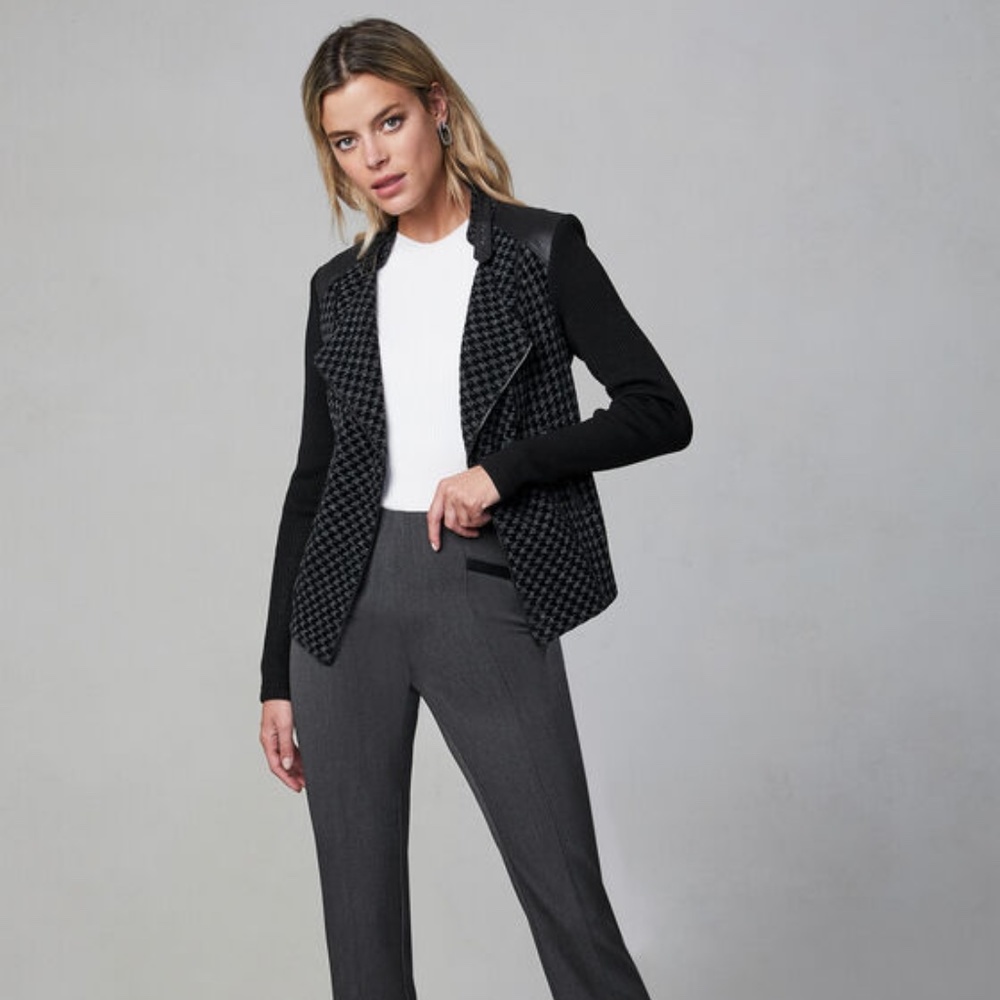 Vex Houndstooth Open Front Jacket Size 16